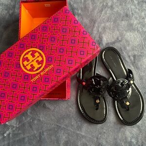 Tory Burch Black Patent Sandals